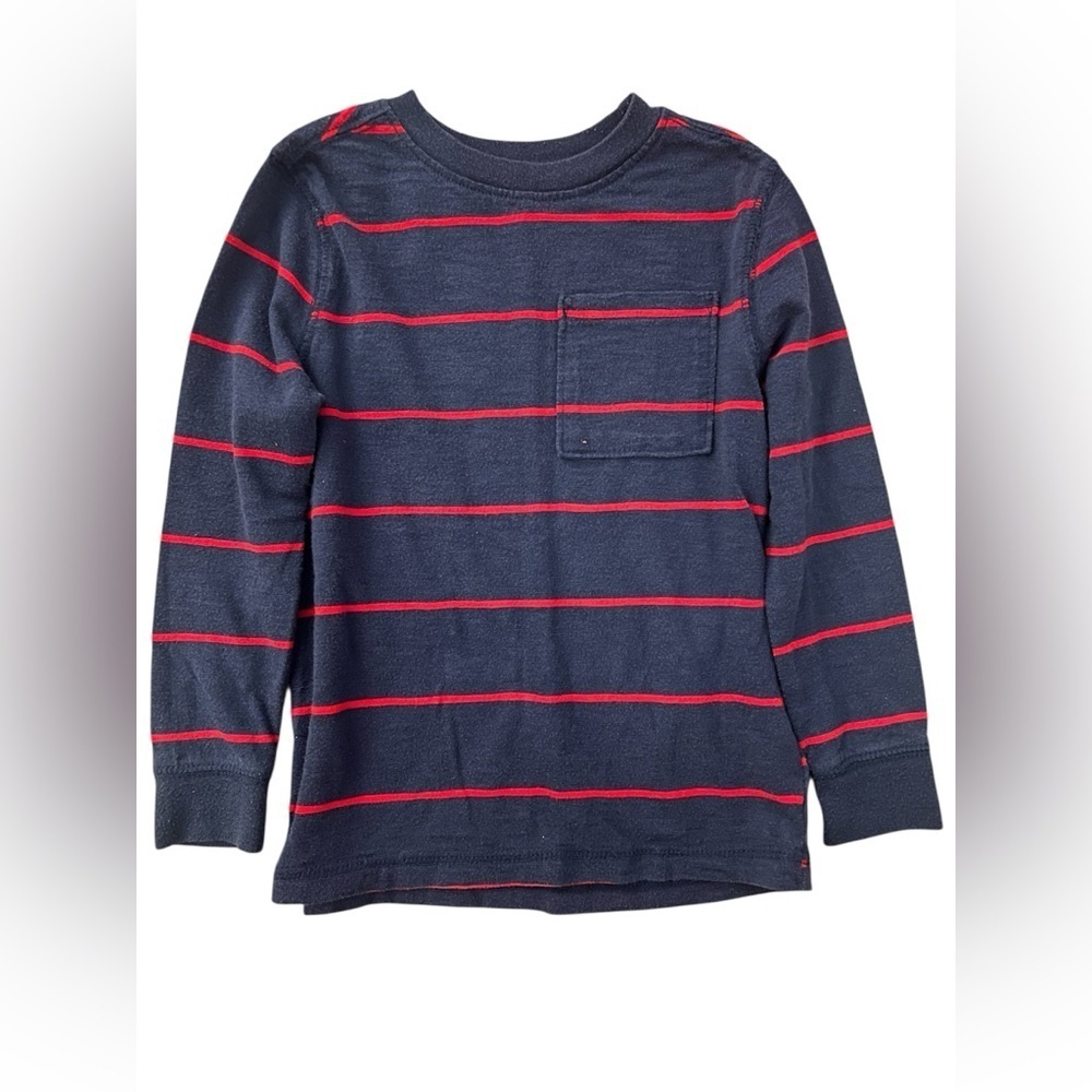 Old Navy Toddler Boys Long Sleeve Shirt - Navy with Red Stripes